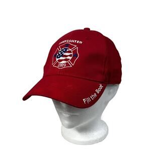 Firefighter MDA Fill The Boot 2009 Strap Back Cap RED Baseball Hat Made in USA